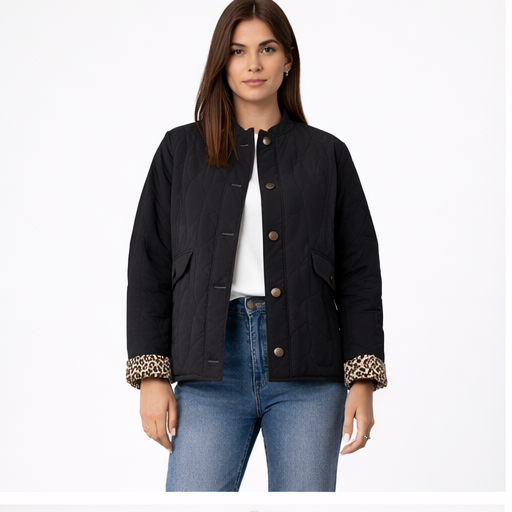 Gewatteerd Damesjack – Luipaardprint – Ritssluiting