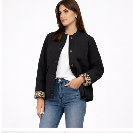 Gewatteerd Damesjack – Luipaardprint – Ritssluiting